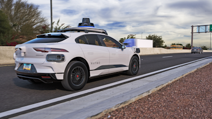 Waymo One I-PACE on Freeway