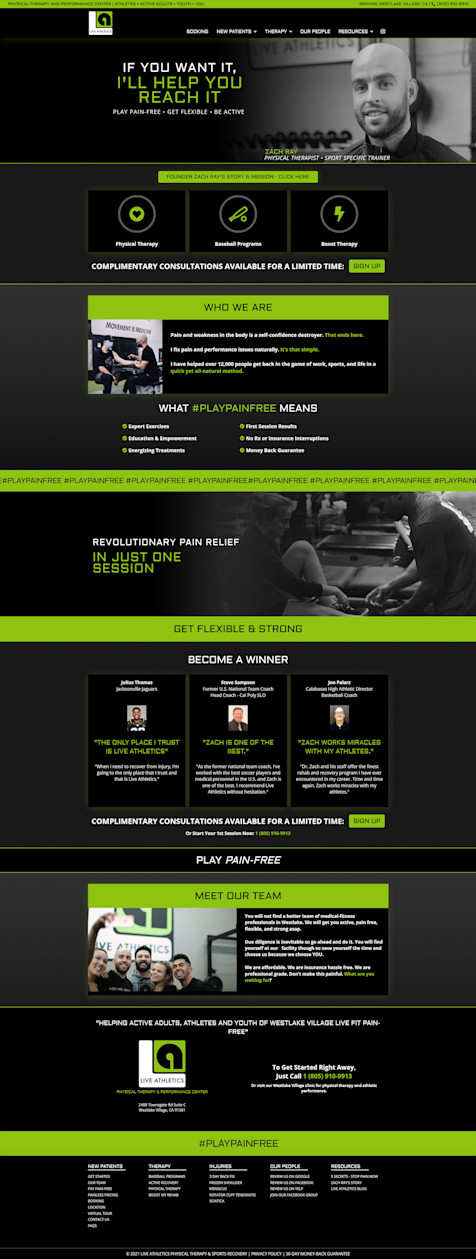 Live Athletics Website Home Page