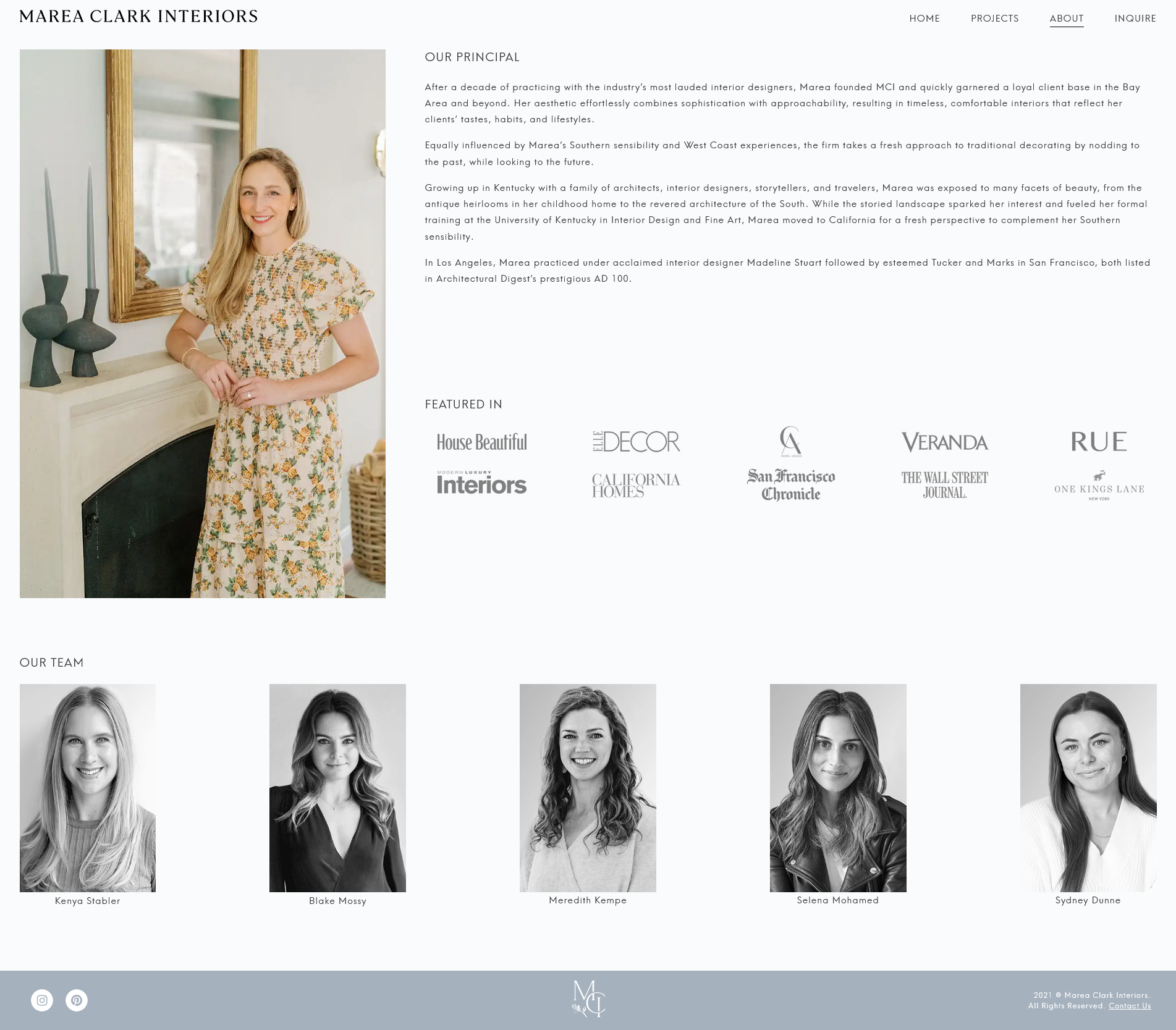 Marea Clark Interiors Website About Page