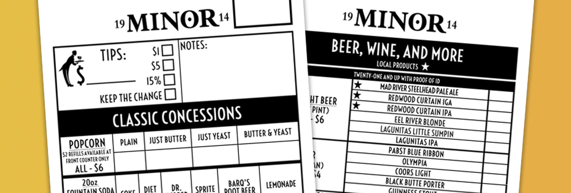 The Minor Theatre Menu Project