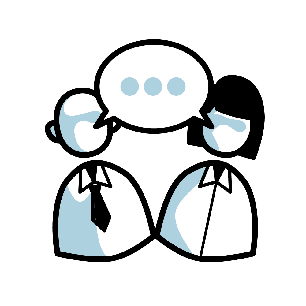 Icon of two people having a conversation