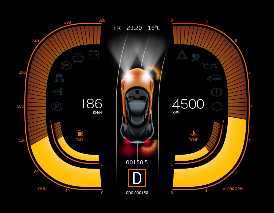 Marussia V1 Dashboard Orange