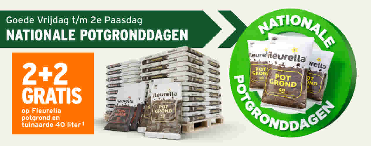 2+2 GRATIS op Fleurella potgrond en tuinaarde 40 liter