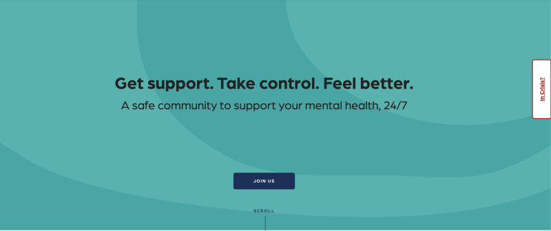 Green call-to-action banner on Togetherall’s website to join a community supporting mental health