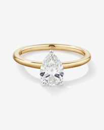 yellow gold pear cut diamond solitaire engagement ring