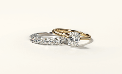 diamond engagement ring and diamond wedder stacked