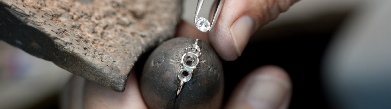 Three stone ring being made
