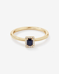 gold sapphire diamond halo ring