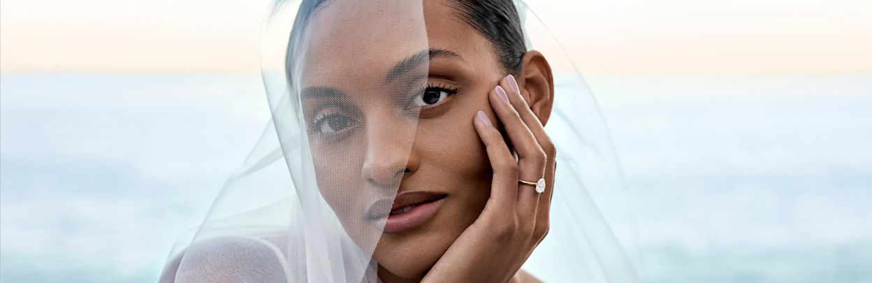 bride wearing solitaire diamond engagement ring