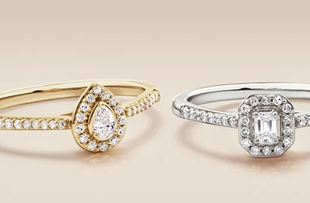 white and yellow gold diamond promise rings