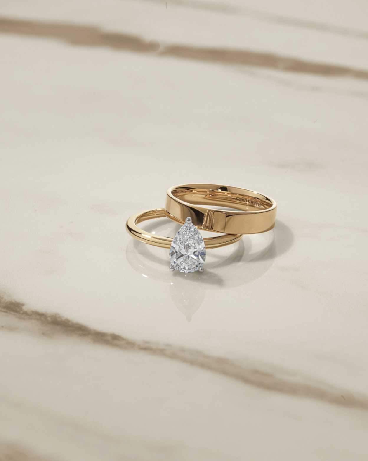 Engagement ring with wedding ring