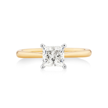 square princess cut diamond solitaire engagement ring in yellow gold