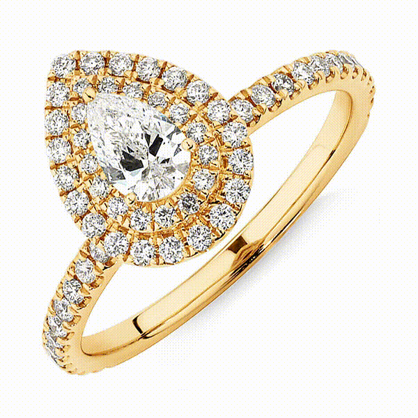 Double Halo Ring with 0.71 Carat of Diamonds  