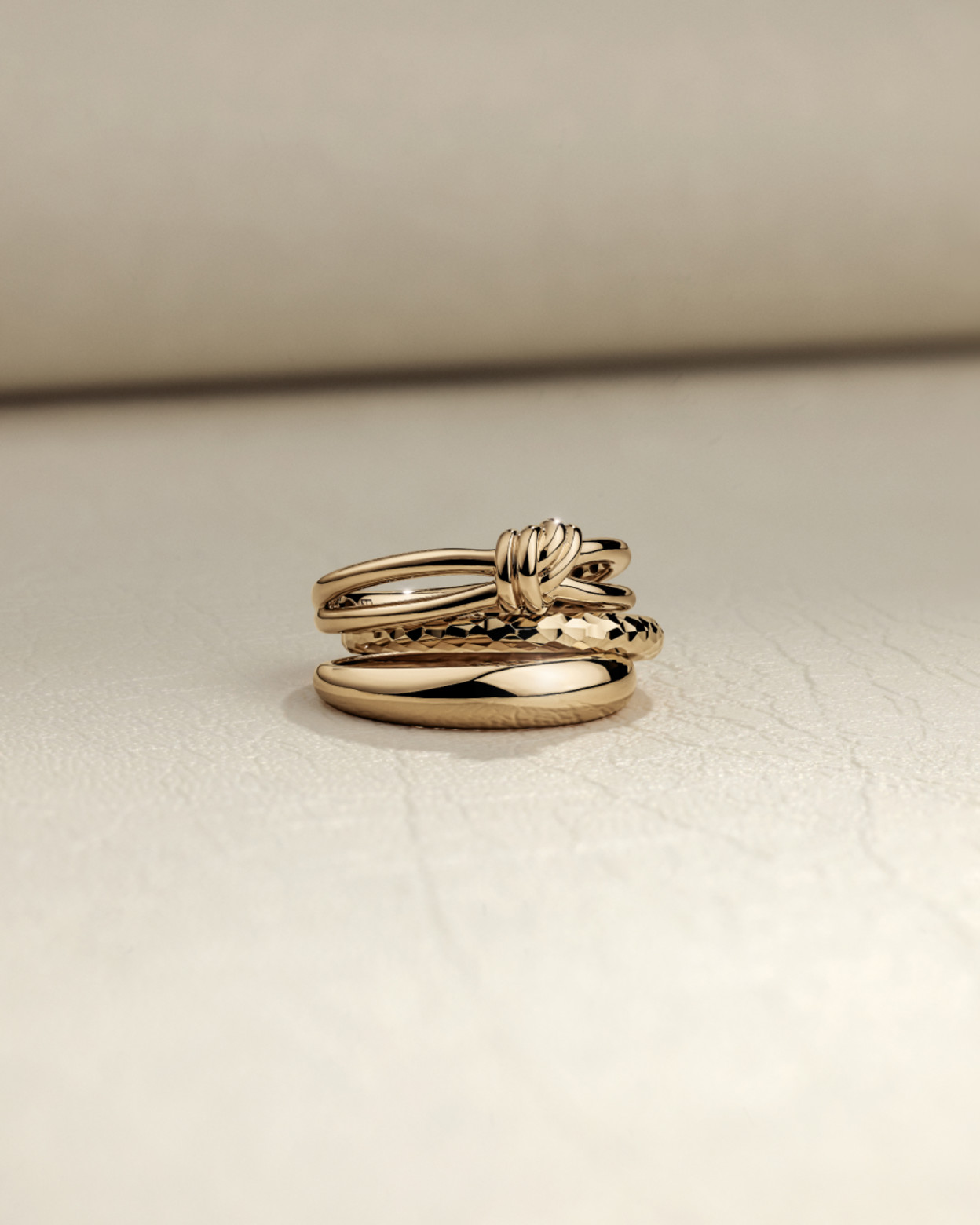 Flat lay of 3 gold rings