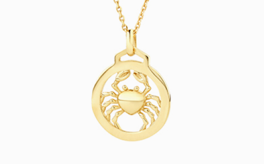gold cancer zodiac pendant
