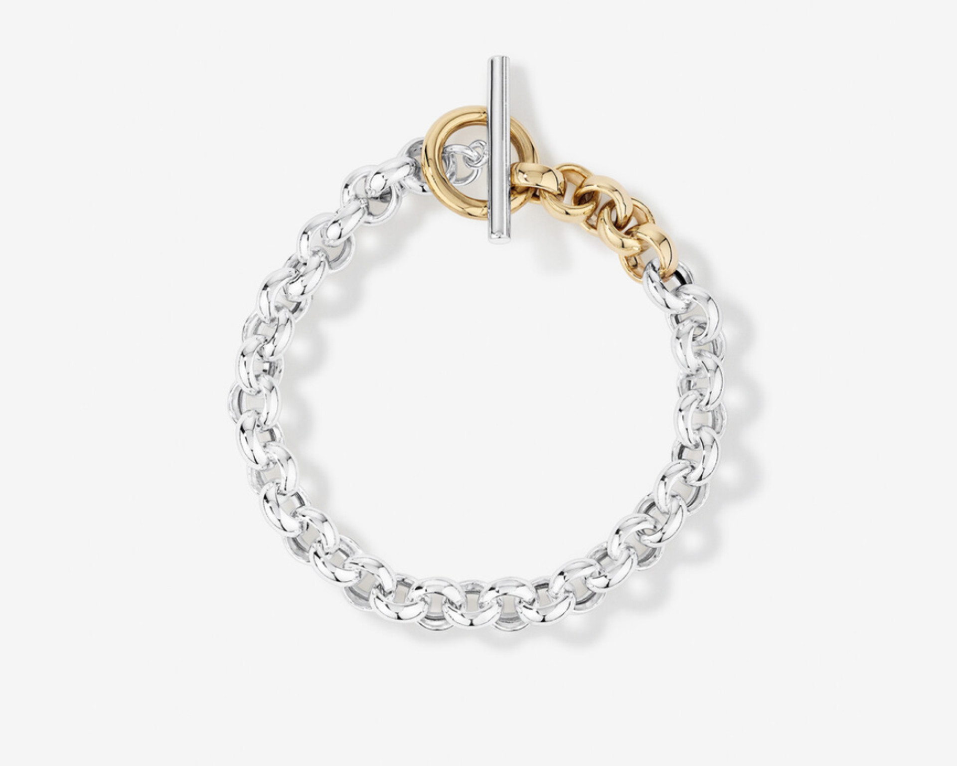two tone gold chain bracelet with fob