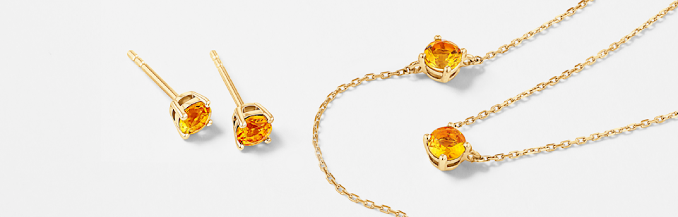 Bijoux de pierre de naissance de novembre avec citrine en or