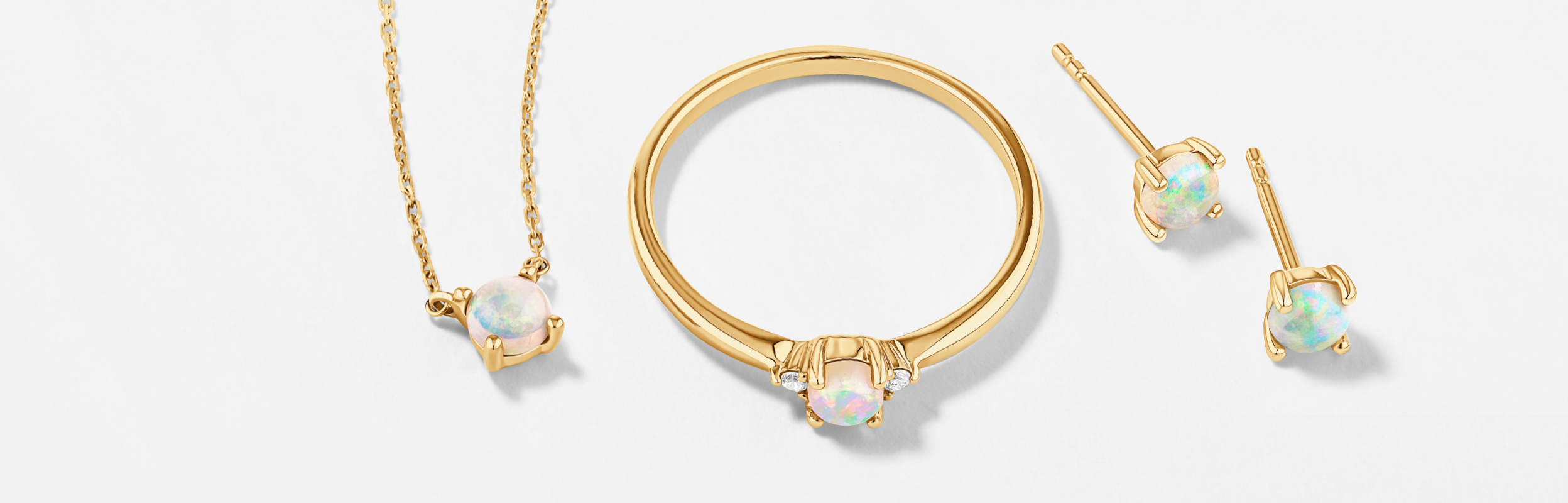 opal October birthstone gold jewellery