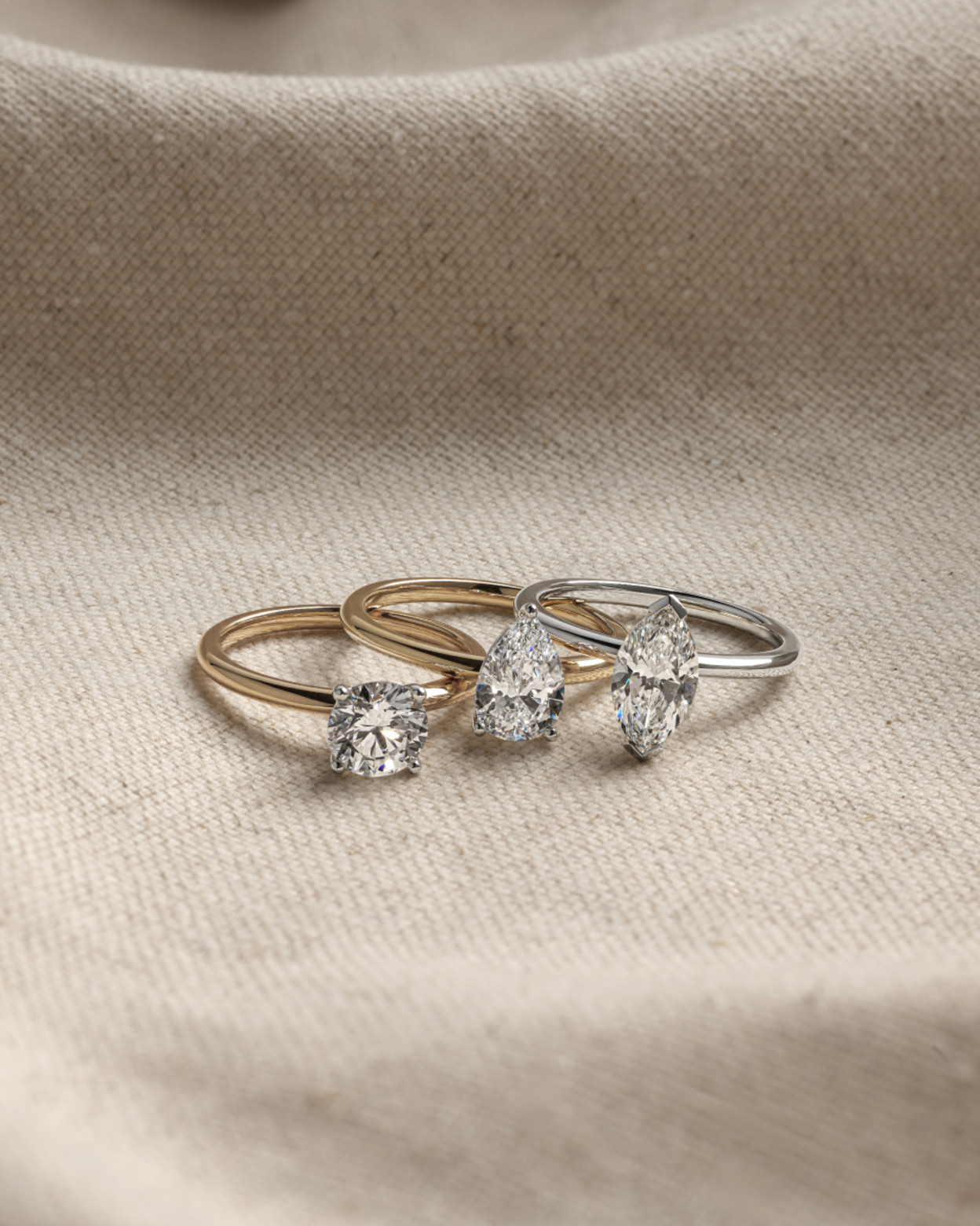 Flatlay of yellow gold and diamond wedding band