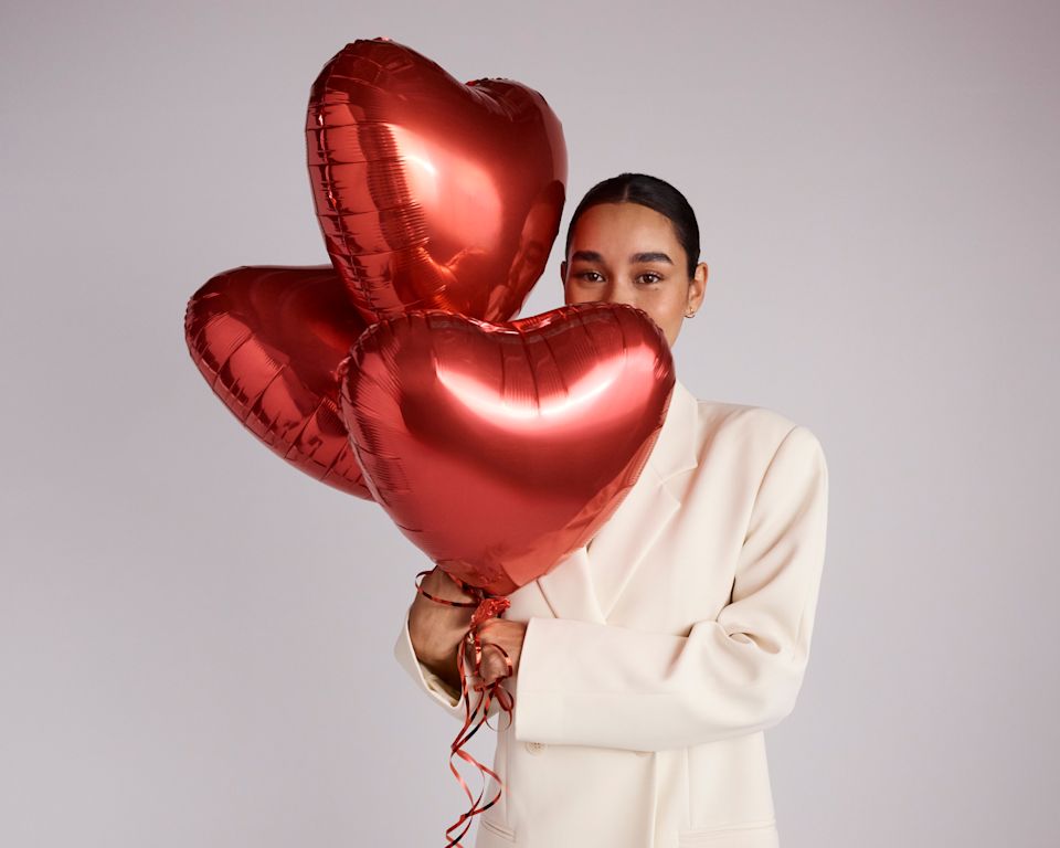 ballons en forme de cœur rouges avec michael hill