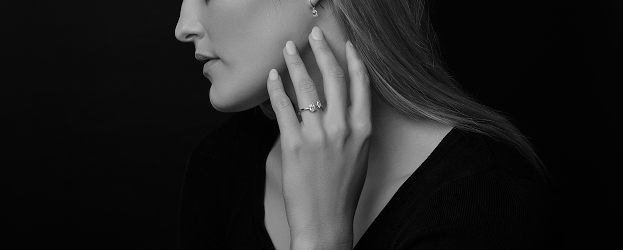two stone ring on womens finger