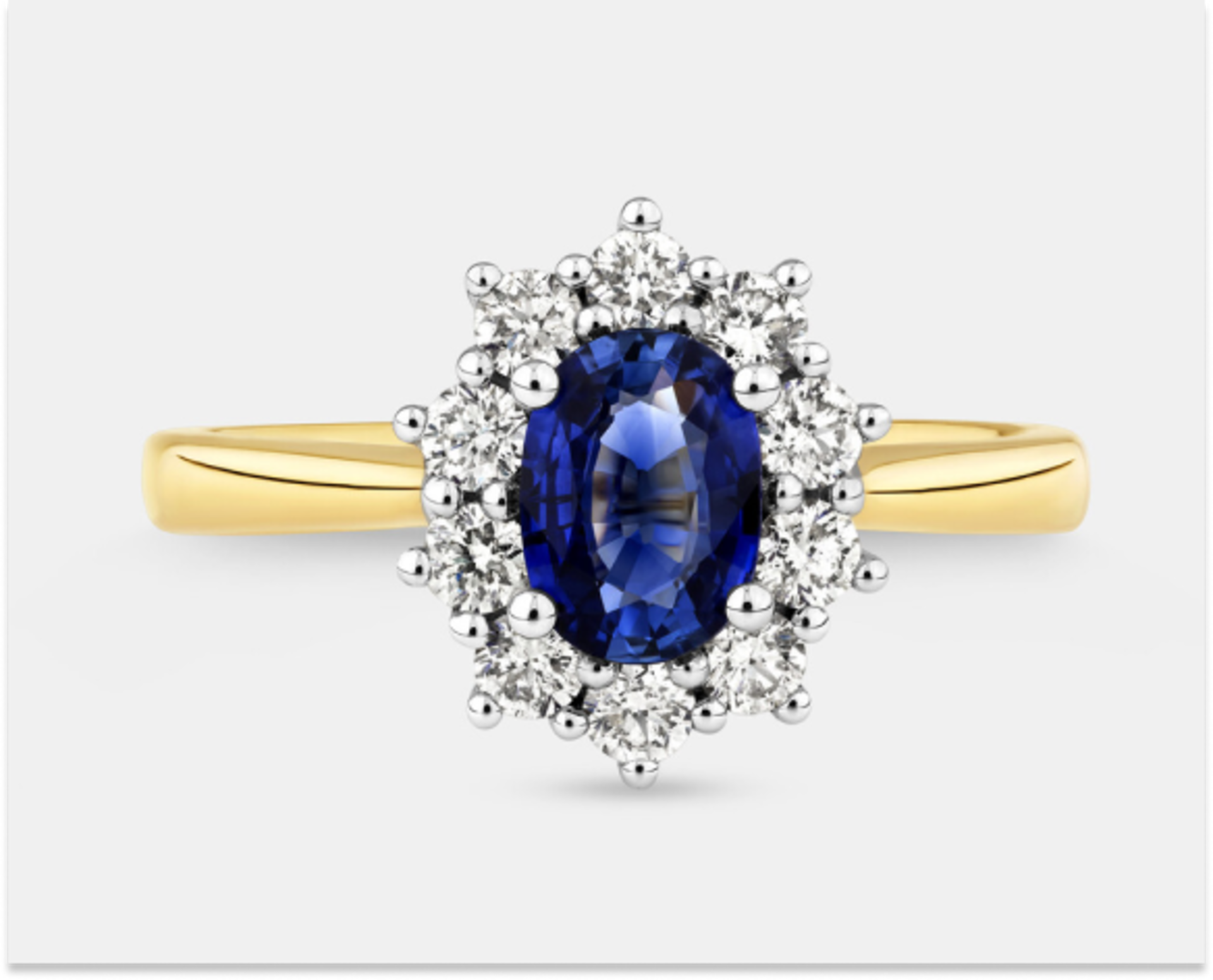 Bague de fiançailles en saphir bleu ovale en or blanc