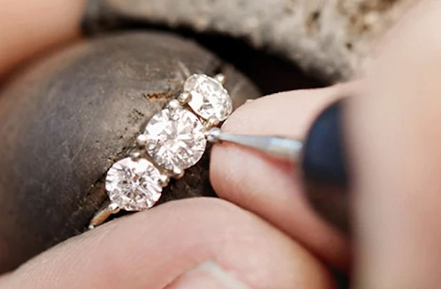 jeweller making lab grown diamond ring