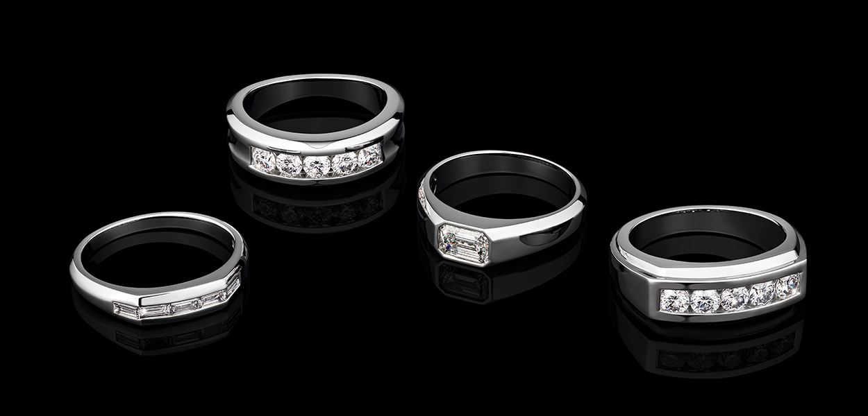 white gold and diamond mens rings