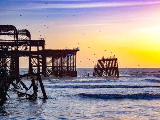 Photograph of part of Brighton's ruined West Pier.
