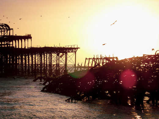 Photograph of part of Brighton's ruined West Pier.