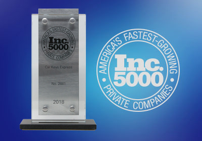 Car Keys Express wins Inc. Magazine's Inc. 5000 Award for the third year in a row.