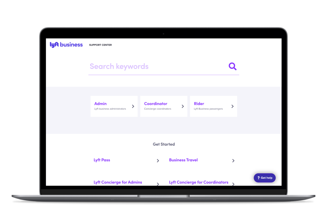 lyft business support homepage