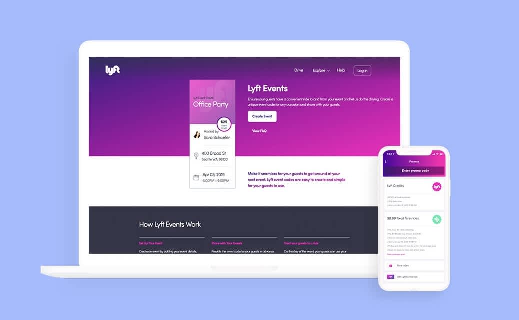 An image of the Lyft Events flow