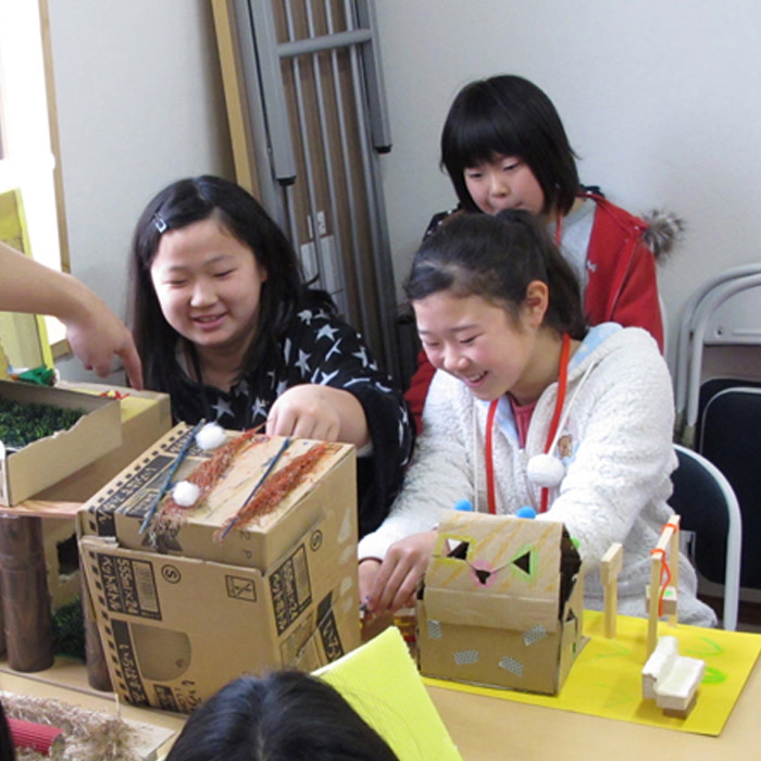 Architecture for Humanity leads a workshop with students at the recently completed "We Are One" Market and Youth Center in Kitakami. 