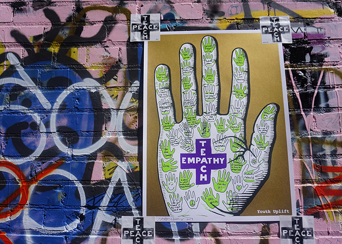 Teachr, an artist based in Los Angeles, CA, created this art piece inspired by hands made during the Youth Uplift Challenge.