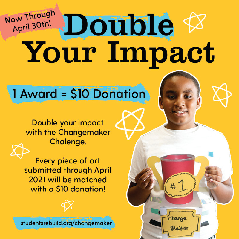 We are extending the March double campaign so every award created and submitted through the end of April will continue to be matched with a $10 donation! Woot, woot!