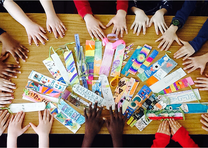 The Integrated Arts Academy team worked hard on their bookmarks for the Literacy Challenge!