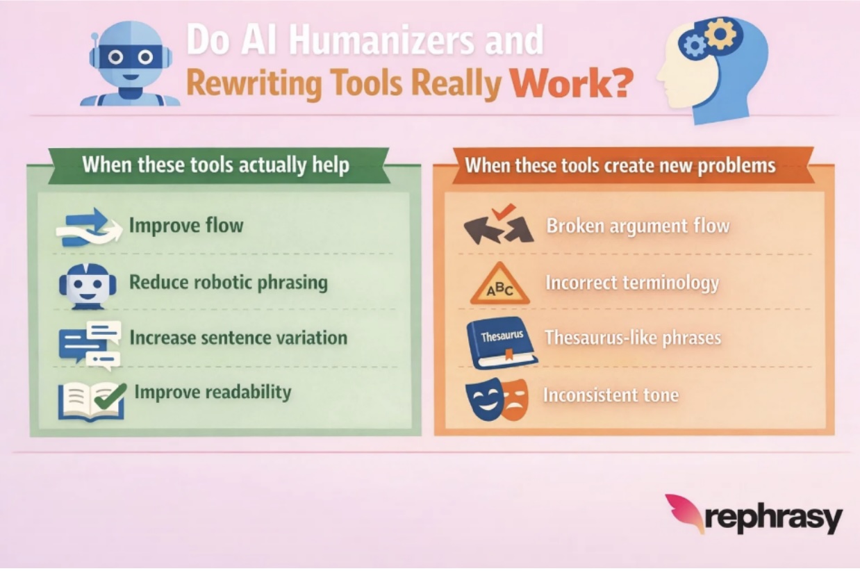 Do Humanizer and Rephrasers actually work