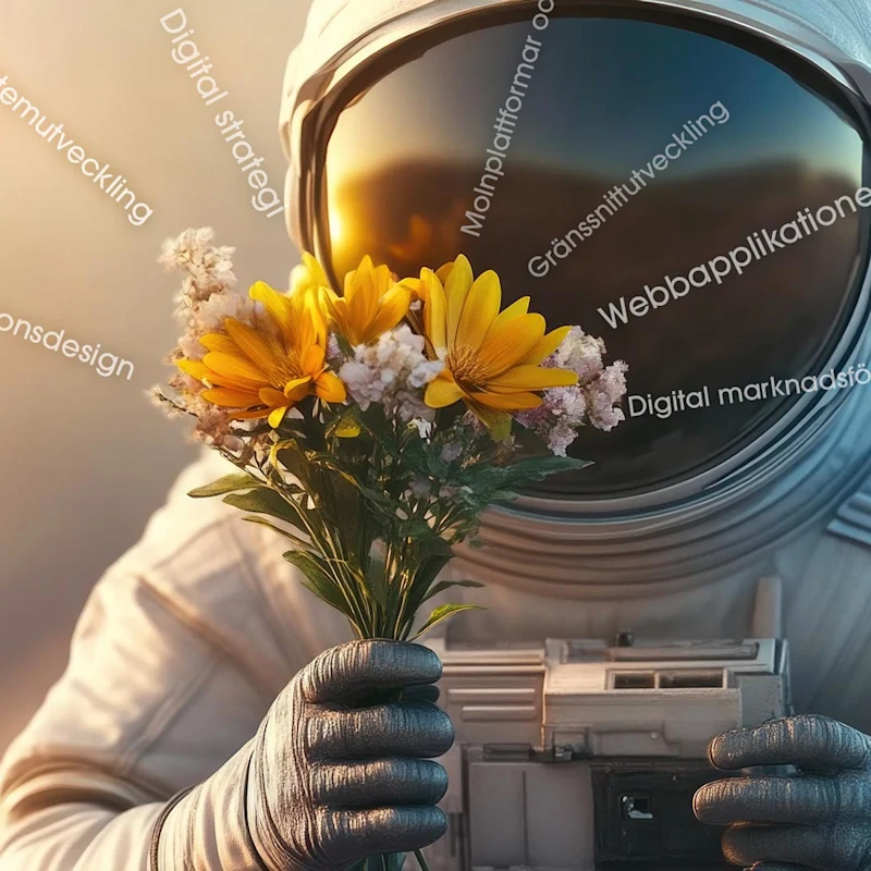 Astronaut med bukett