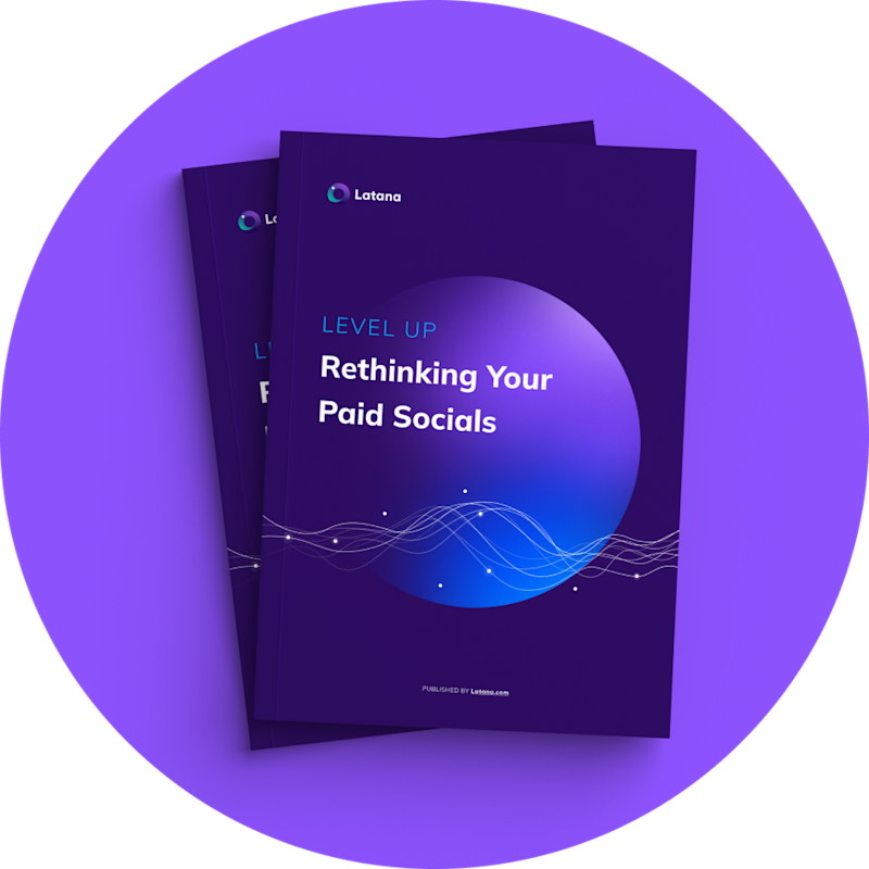 A pile of books with title Level Up Rethinking Your Paid Socials
