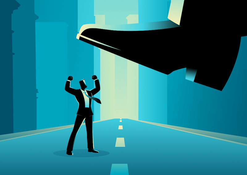 Strategies for challenger brands to beat industry leaders. Image of a small character taking on a much larger one.