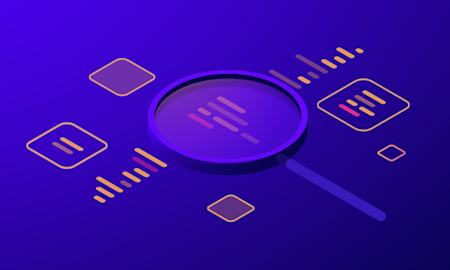 Illustration of a magnifying glass over data (Thumbnail)