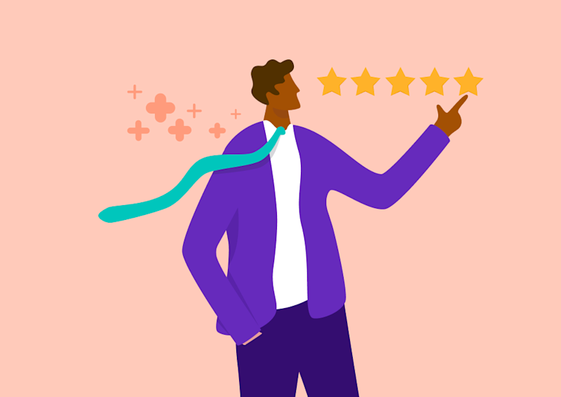 Brand Safety Image of a person leaving a positive review online