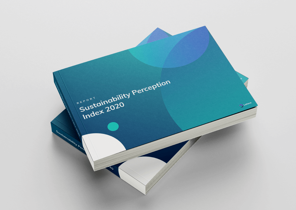 Green book stacked on each other with title of Sustainability Perception Index 2020