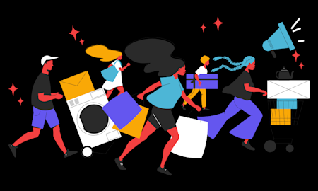 Illustration of a black Friday rush for sales products