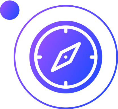Compass icon inside a circle in blue gradient