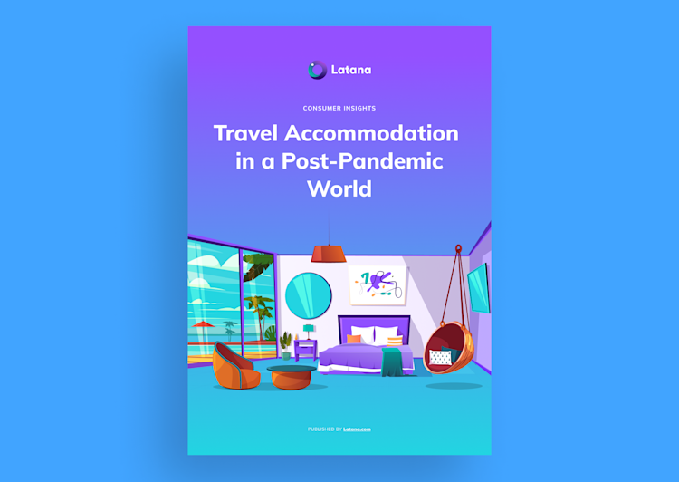 A blue book with title of Travel accommodation in a post-pandemic world on a blue background