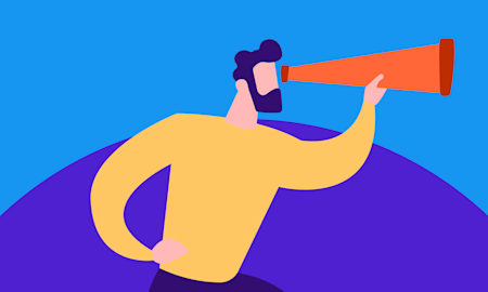 Image of man looking through telescope