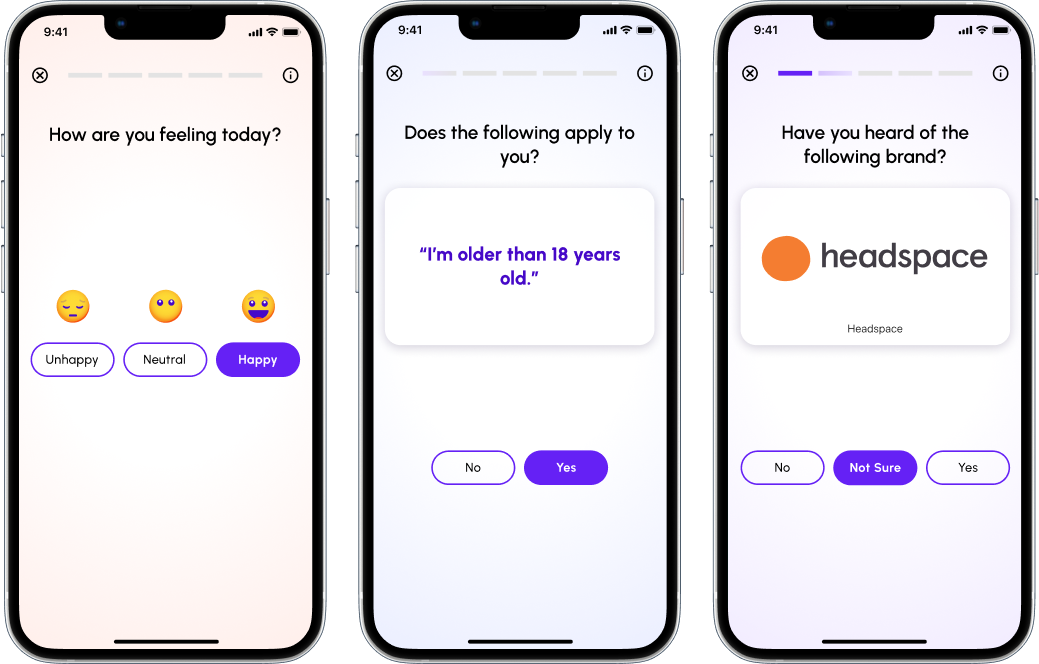 Illustration of three mobile phones displaying a survey