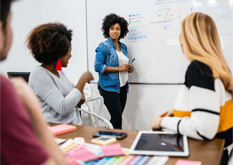 Brand Management - Women manager in a Presentation